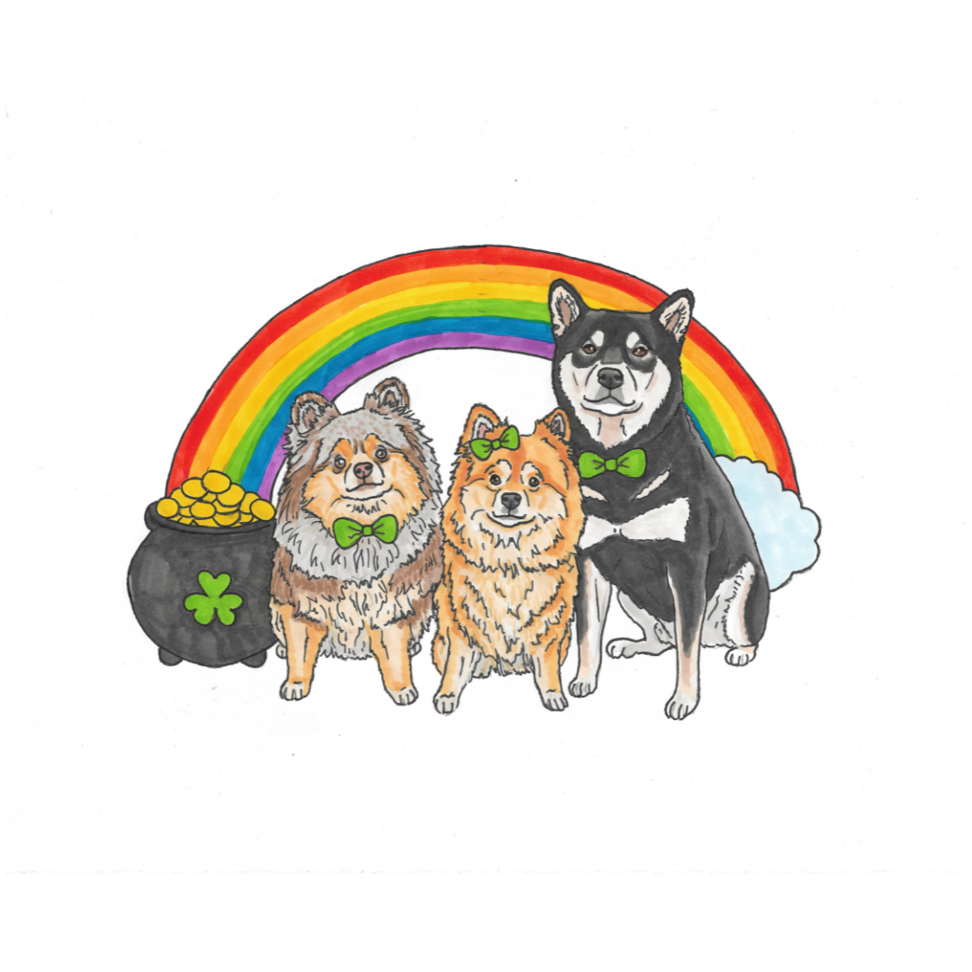 St Patrick's Day Pet Portrait Illustration