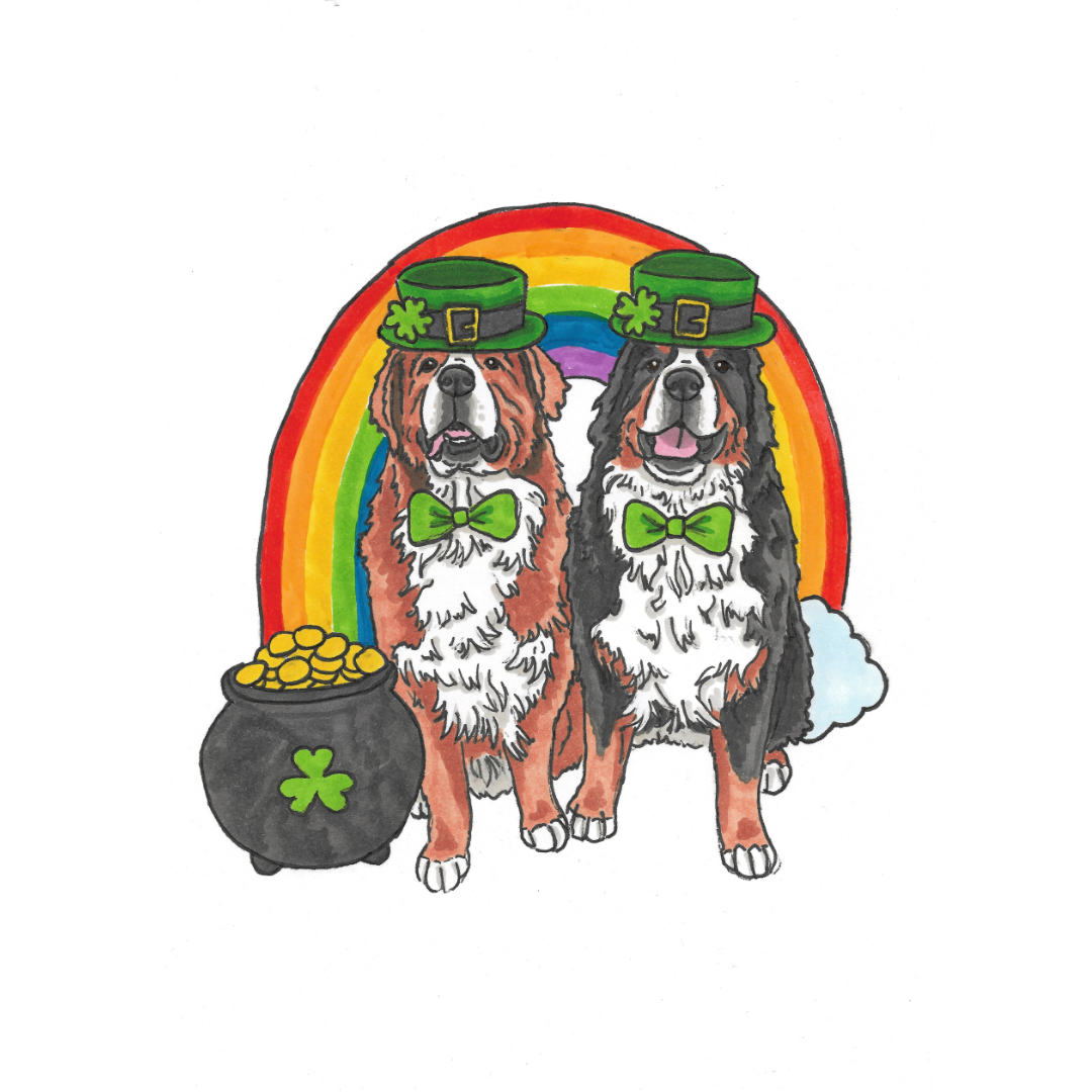 St Patrick's Day Pet Portrait Illustration