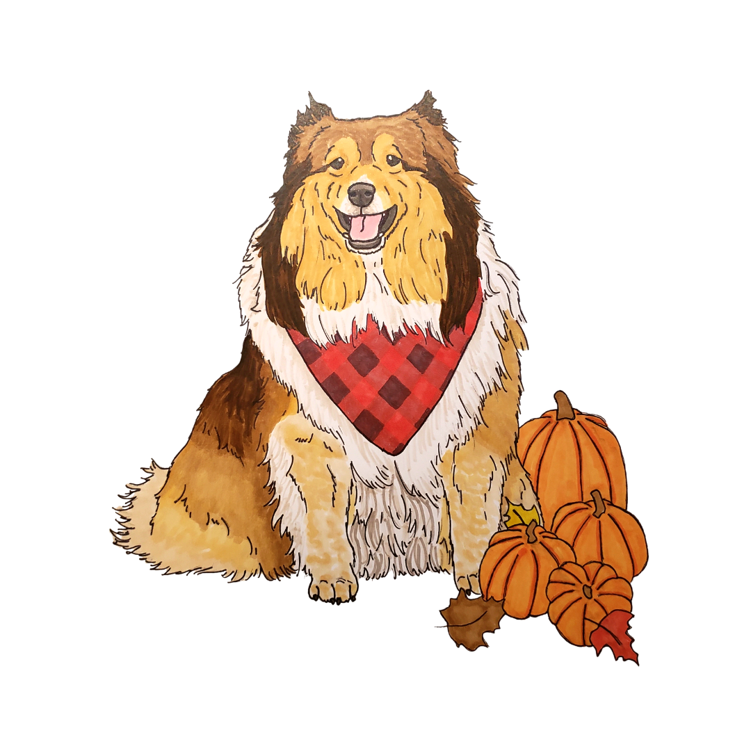 Fall Pet Portrait Illustration