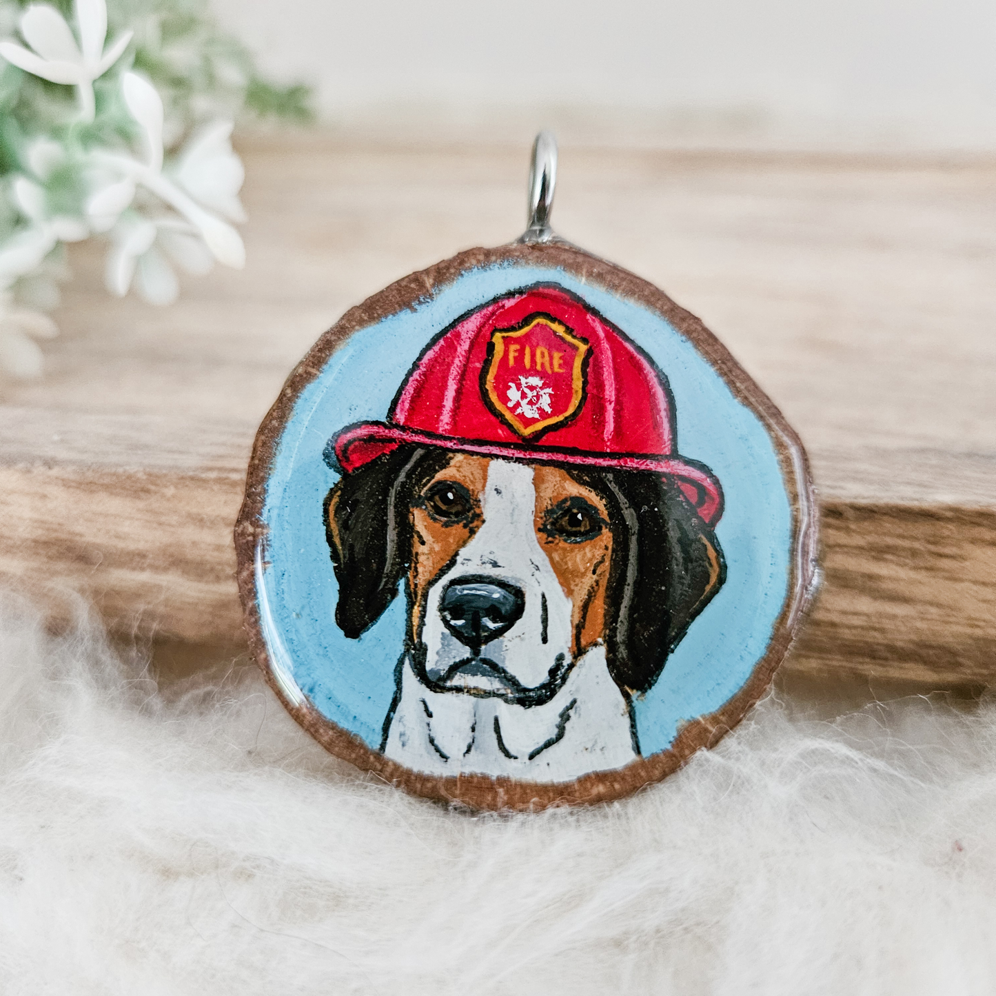 Pet Portrait Wood Slice Tag