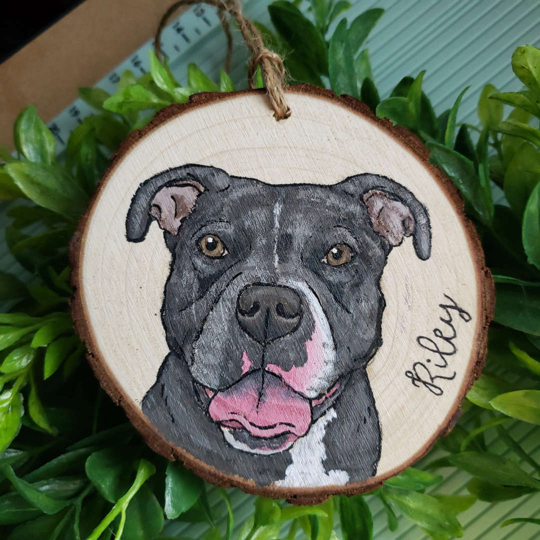 Wood Slice Pet Portrait Ornament