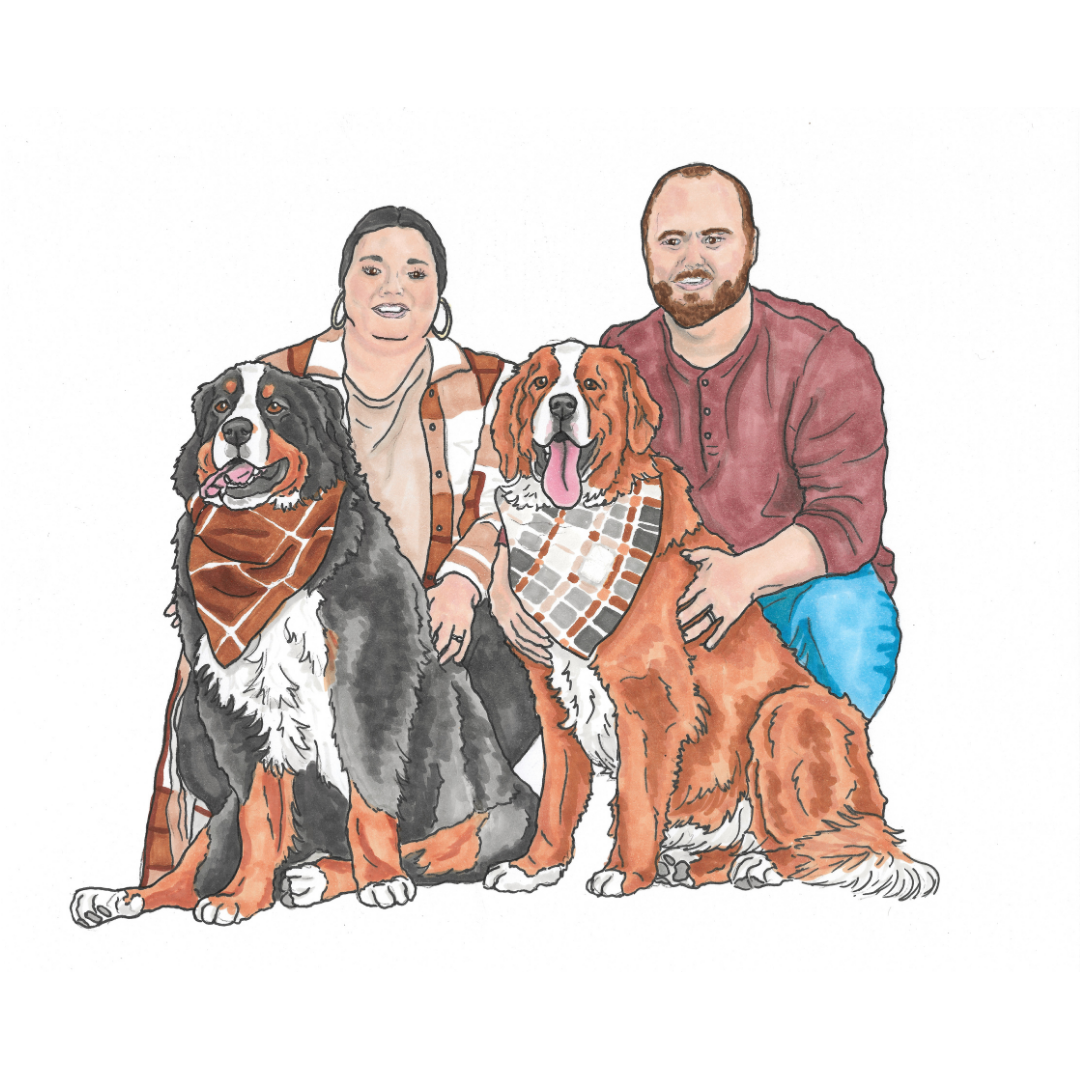 People & Pets Portrait Illustration