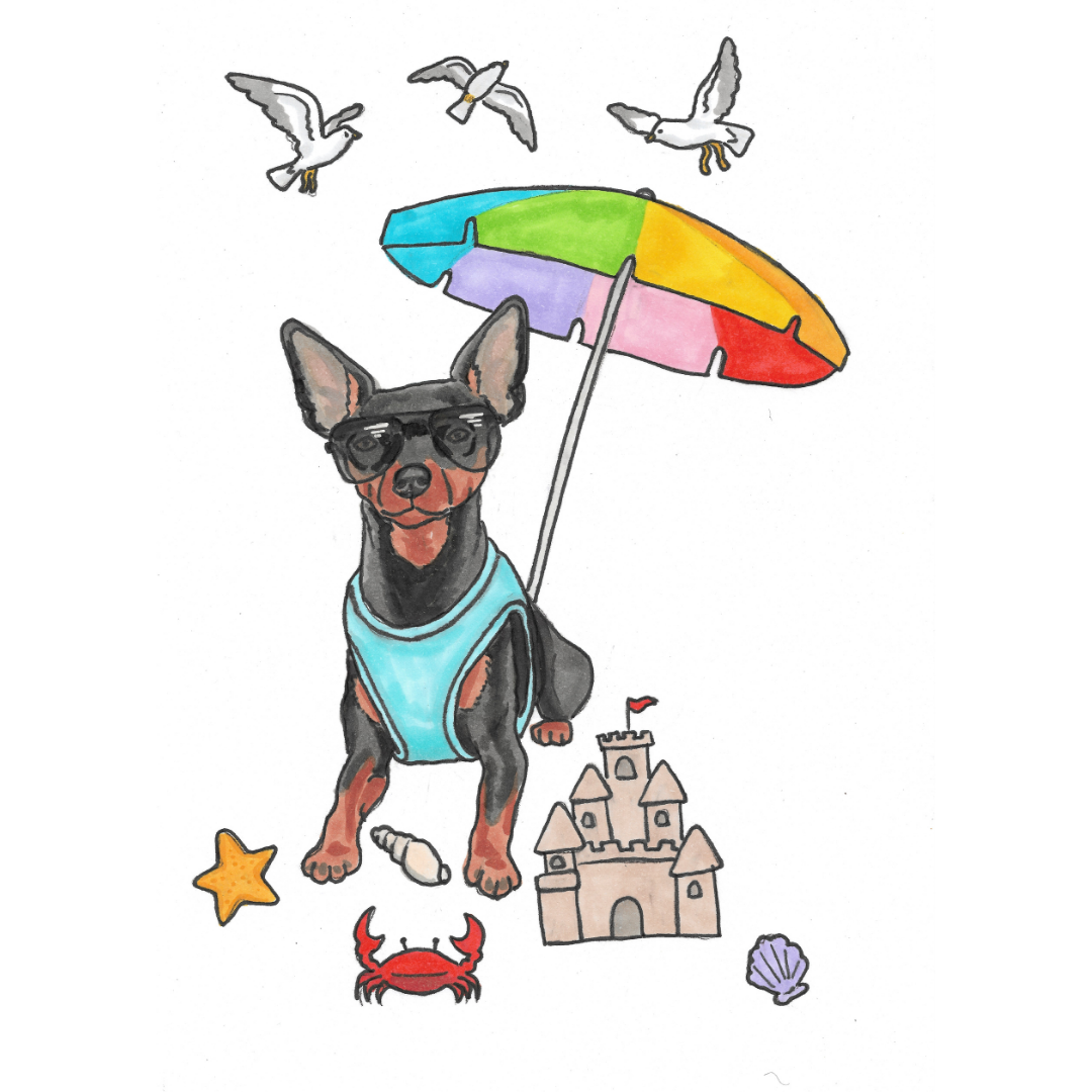 Summer Pet Portrait Illustration