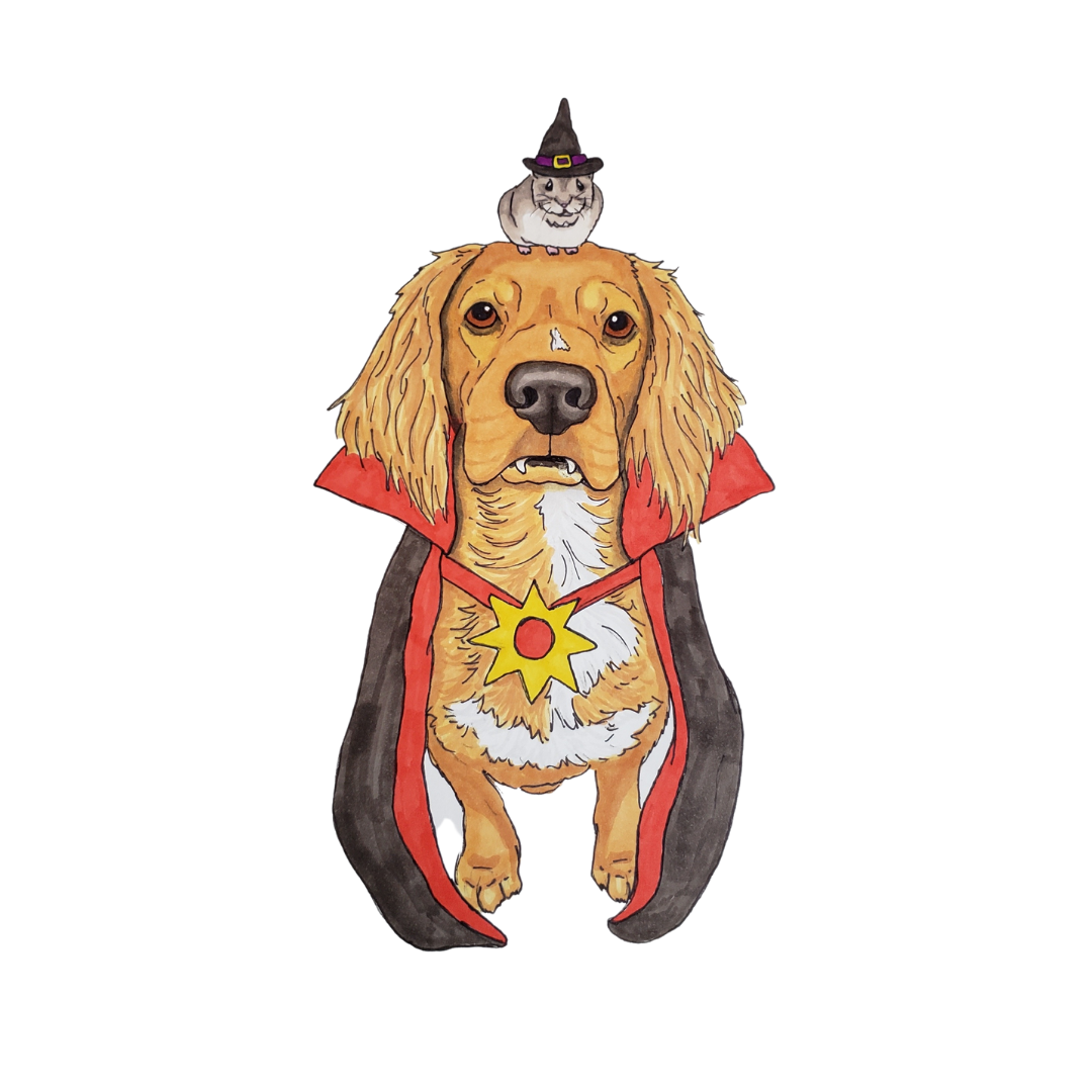 Halloween Pet Portrait Illustration