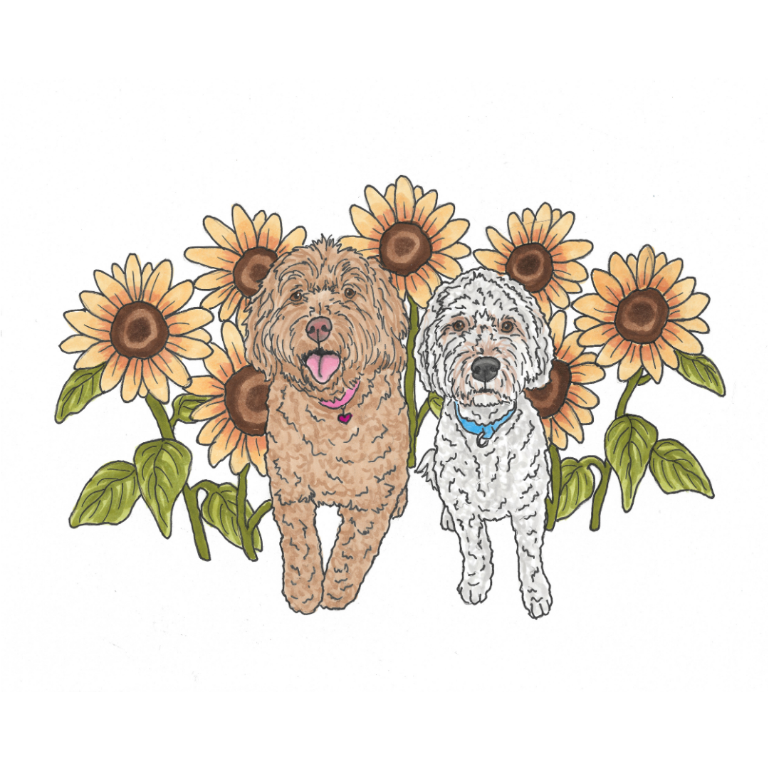 Fall Pet Portrait Illustration