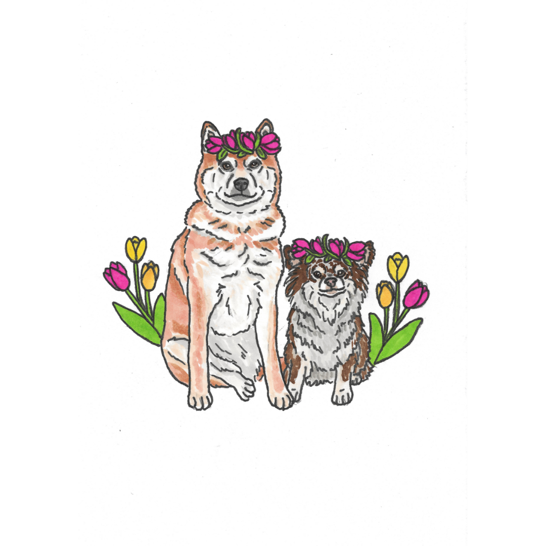 Spring & Easter Pet Portrait Illustration