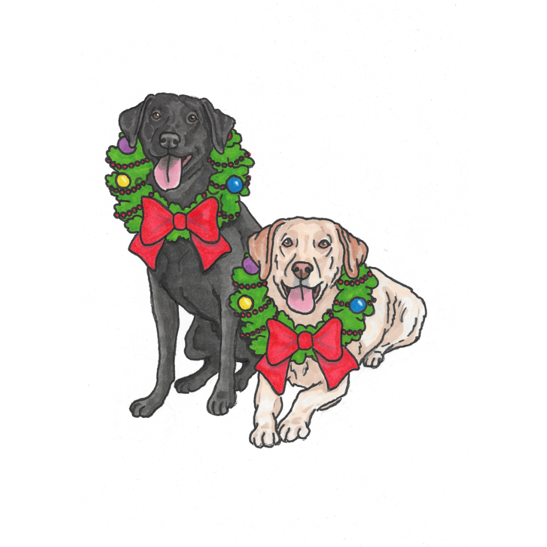 Christmas Pet Portrait Illustration
