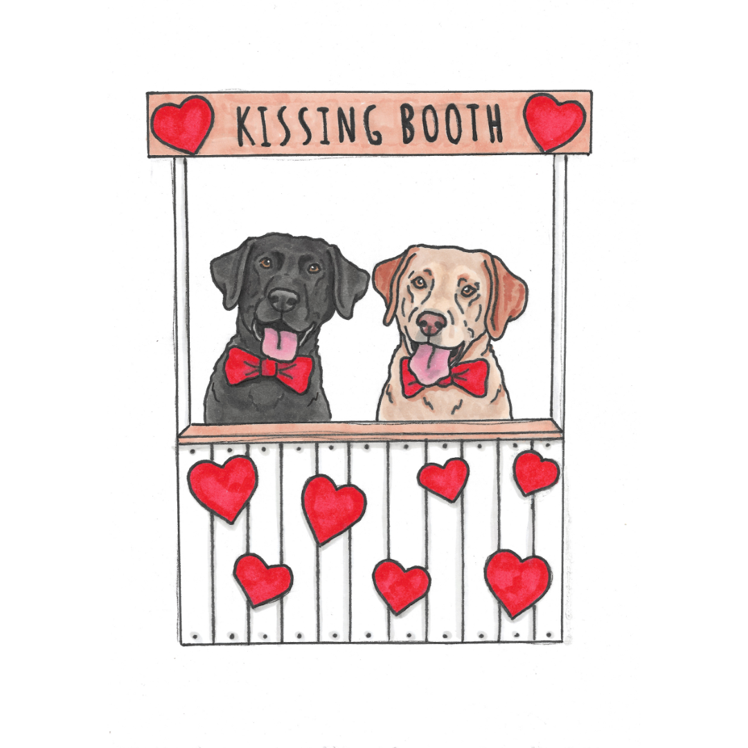 Valentine's Day Pet Portrait Illustration