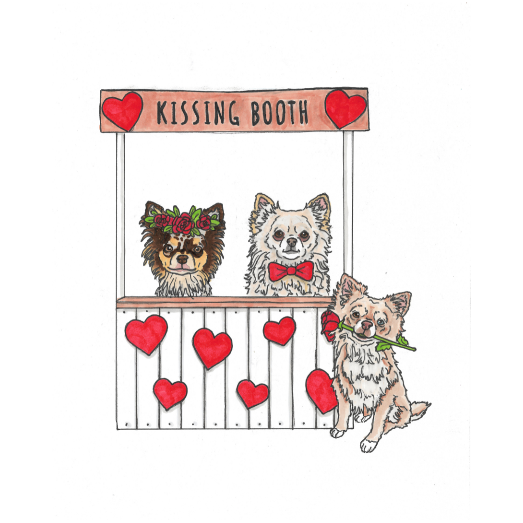 Valentine's Day Pet Portrait Illustration