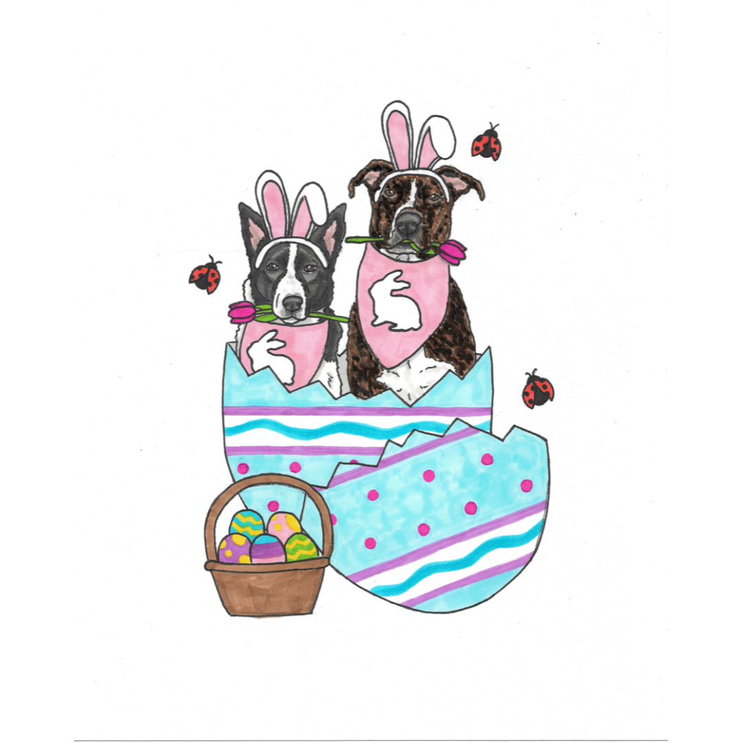 Spring & Easter Pet Portrait Illustration