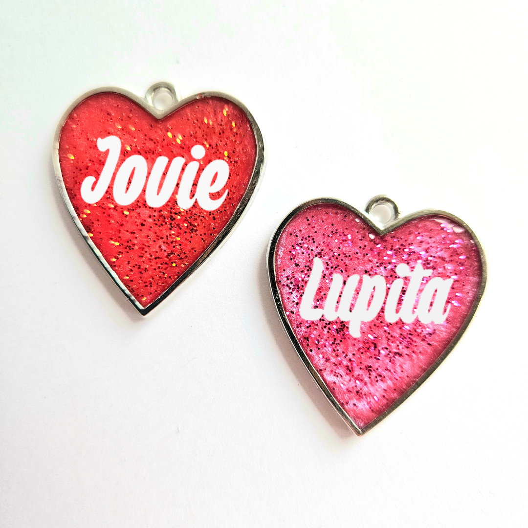 Glitter Heart Pet Tag