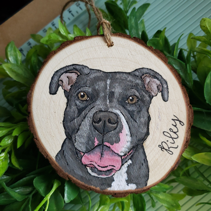 Wood Slice Pet Portrait Ornament