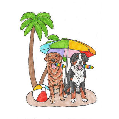Summer Pet Portrait Illustration