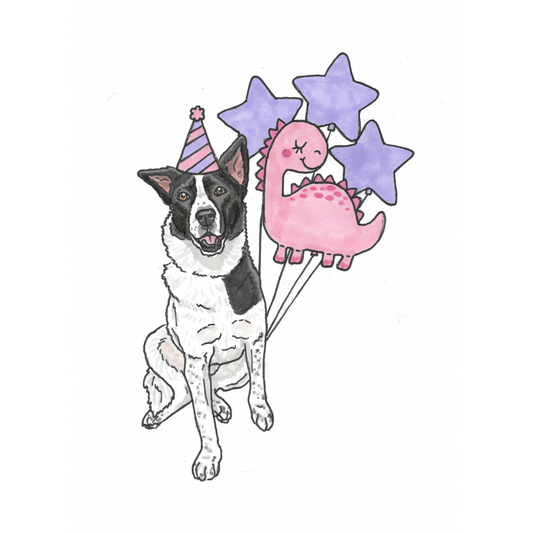 Birthday Pet Portrait Illustration