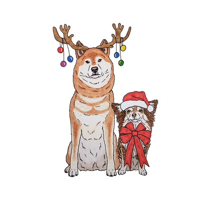 Christmas Pet Portrait Illustration