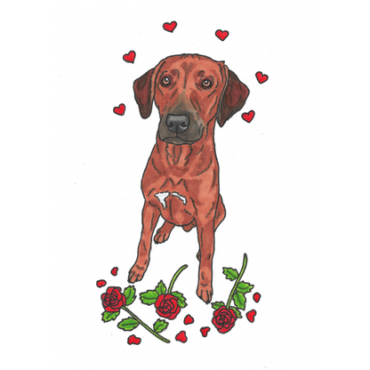 Valentine's Day Pet Portrait Illustration