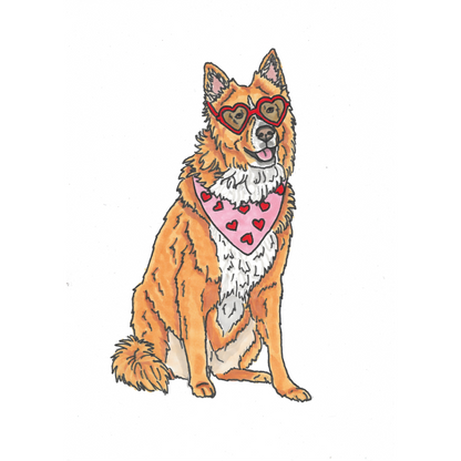 Valentine's Day Pet Portrait Illustration