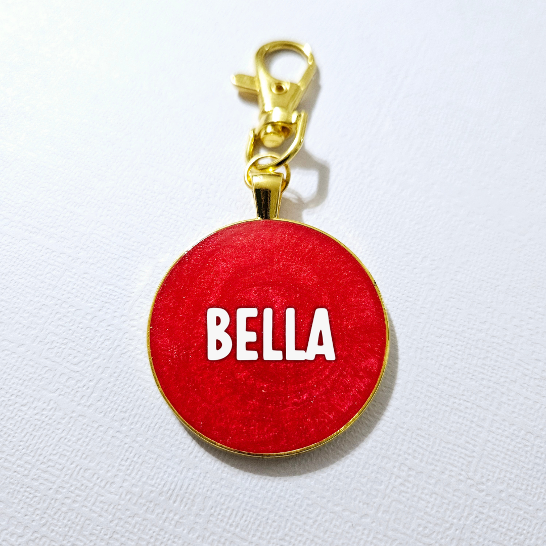 Christmas Red Round Pet Tag