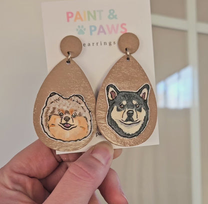 Painted Pet Portrait Dangle Earrings